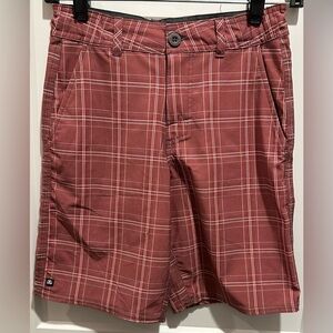 Boys‎ Micros Burgundy And White Plaid Casual Shorts Size 8